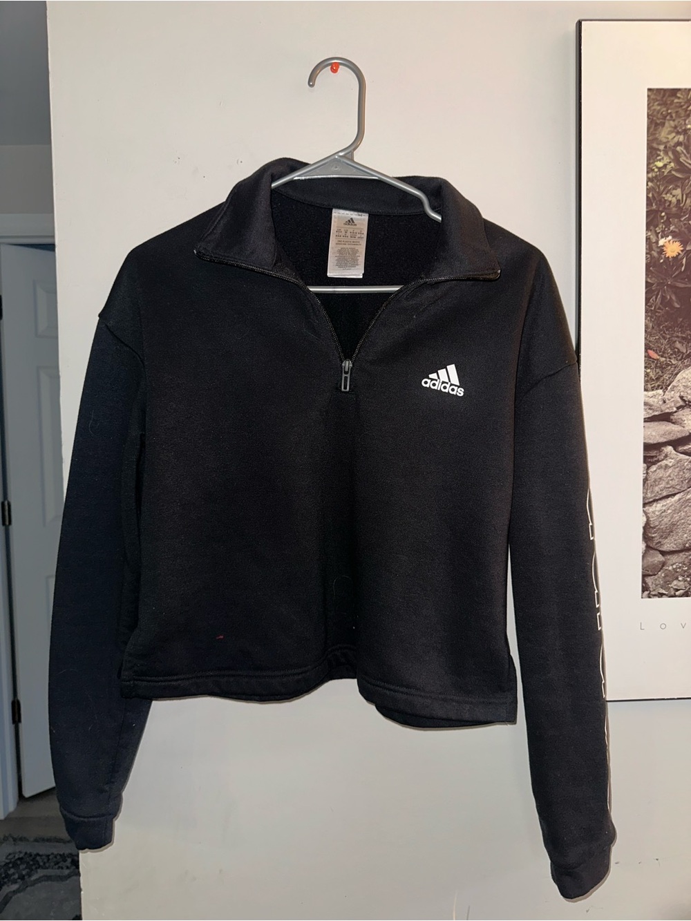 adidas Black women Half-Zip Fleece Pullover